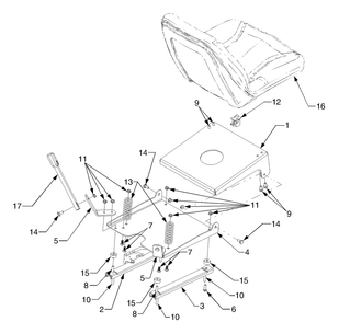 Seat Assembly Diagram and Parts List for 6284 54AD64H710-54AT64H710-54BD64H710-54BT64H710 Cub Cadet Lawn Tractor